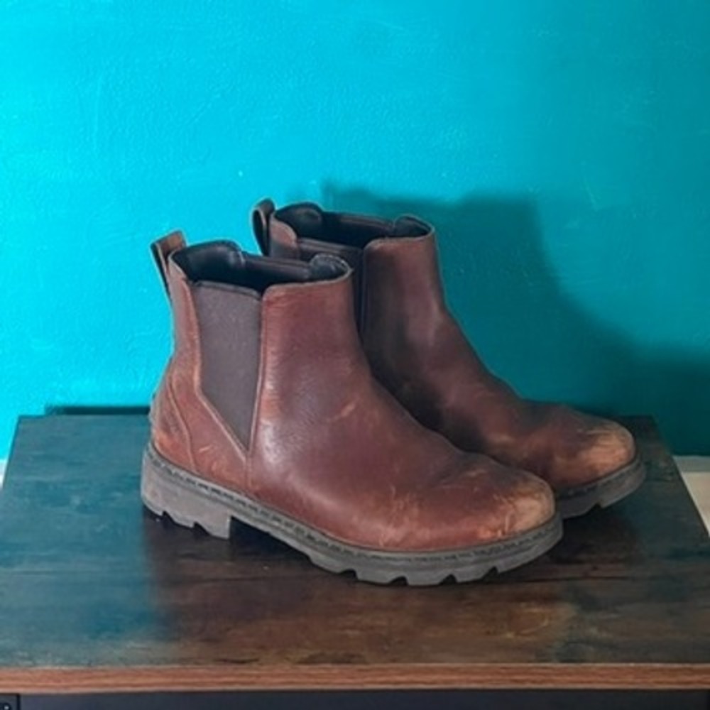 SOREL Lennox Chelsea Waterproof Boot Women's Size 9 Velvet Tan Brown Leather